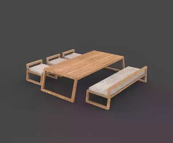 low dining set  3D model 7