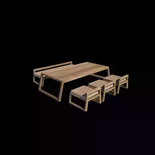low dining set  3D model 6