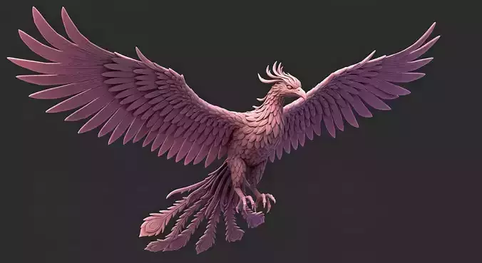 Flying Phoenix bird 3D model 