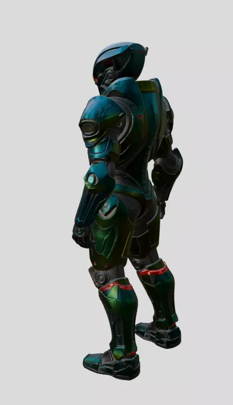 Futuristic Warrior 3D model_2