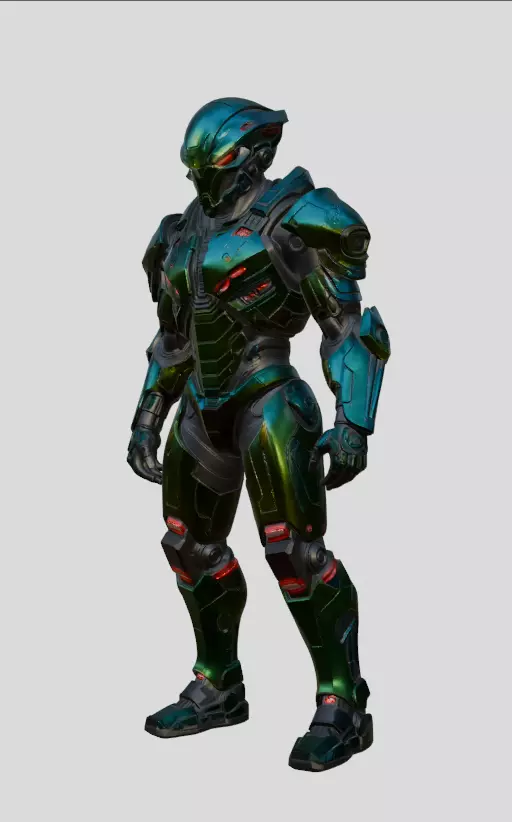 Futuristic Warrior 3D model_1