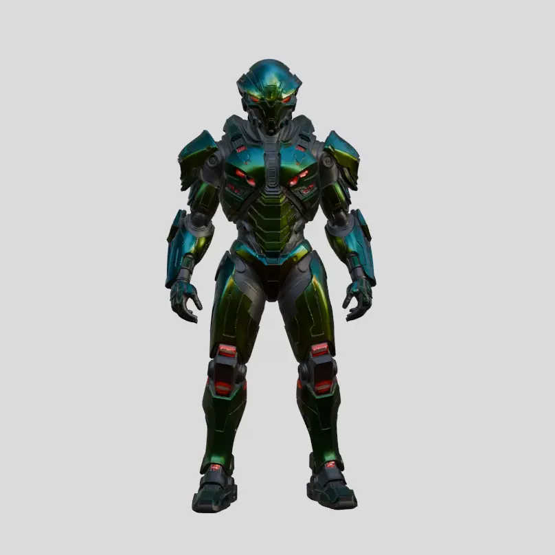 Futuristic Warrior 3D model_0