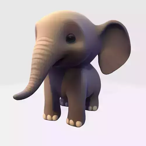 Cute Elephant 3D Model Multi-Format Bundle for Print  Animation 