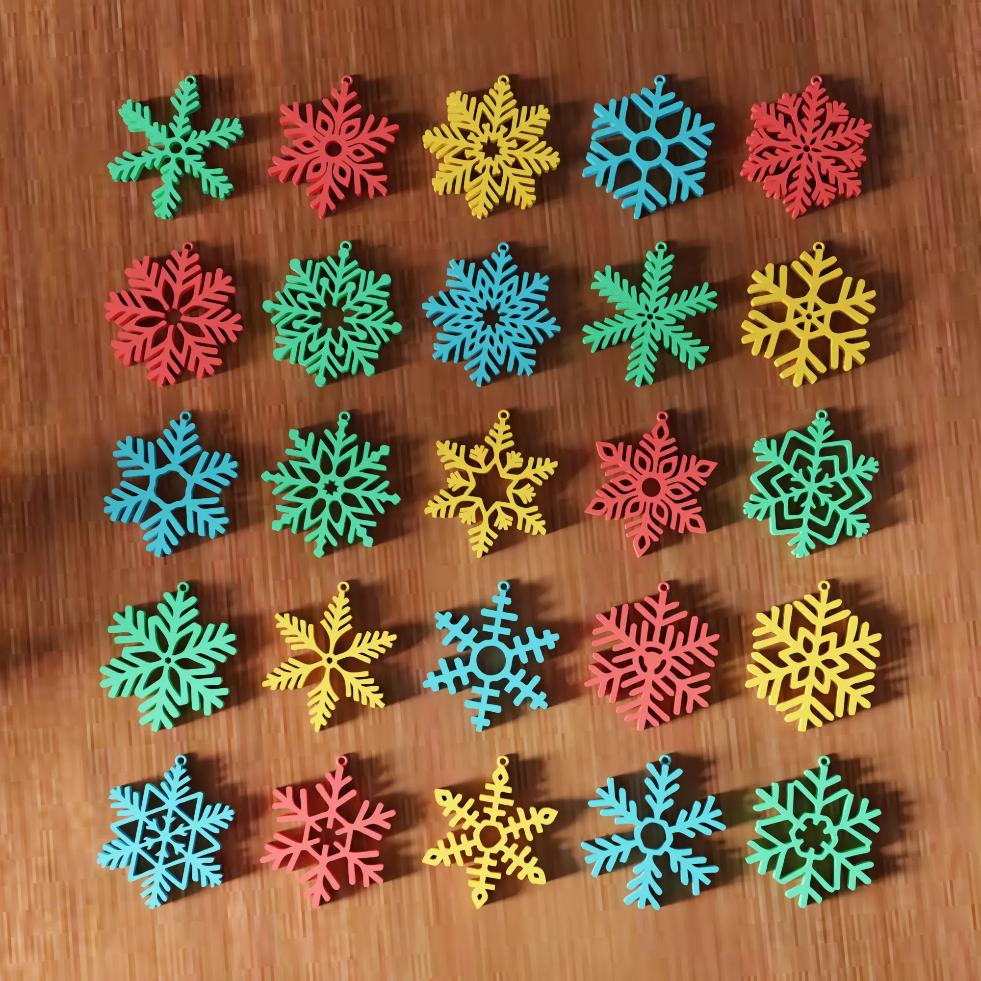 Christmas Snowflake Ornament Hanging 25 Piece Bundle - 473 3D print model_0