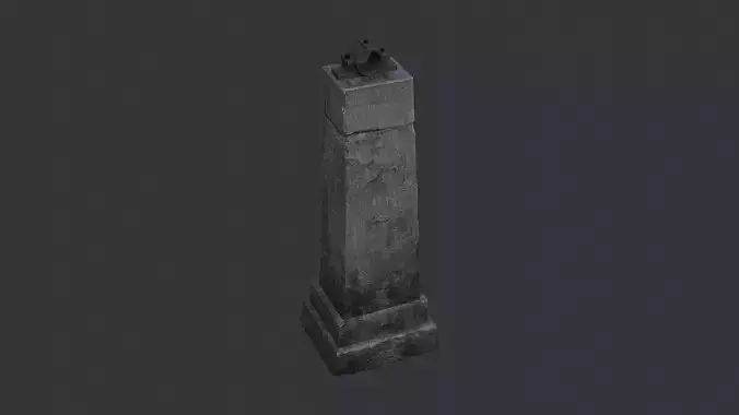 Rustic Stone Pillar with Iron Top Ornament