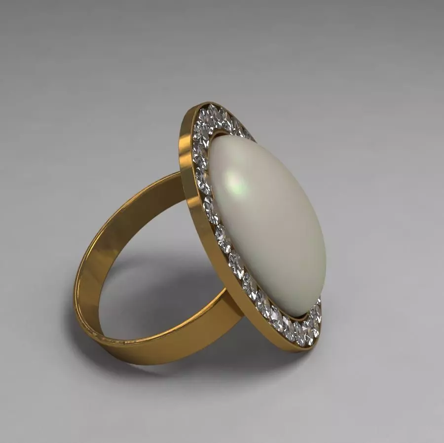 Opal Ring Low-poly 3D model_1