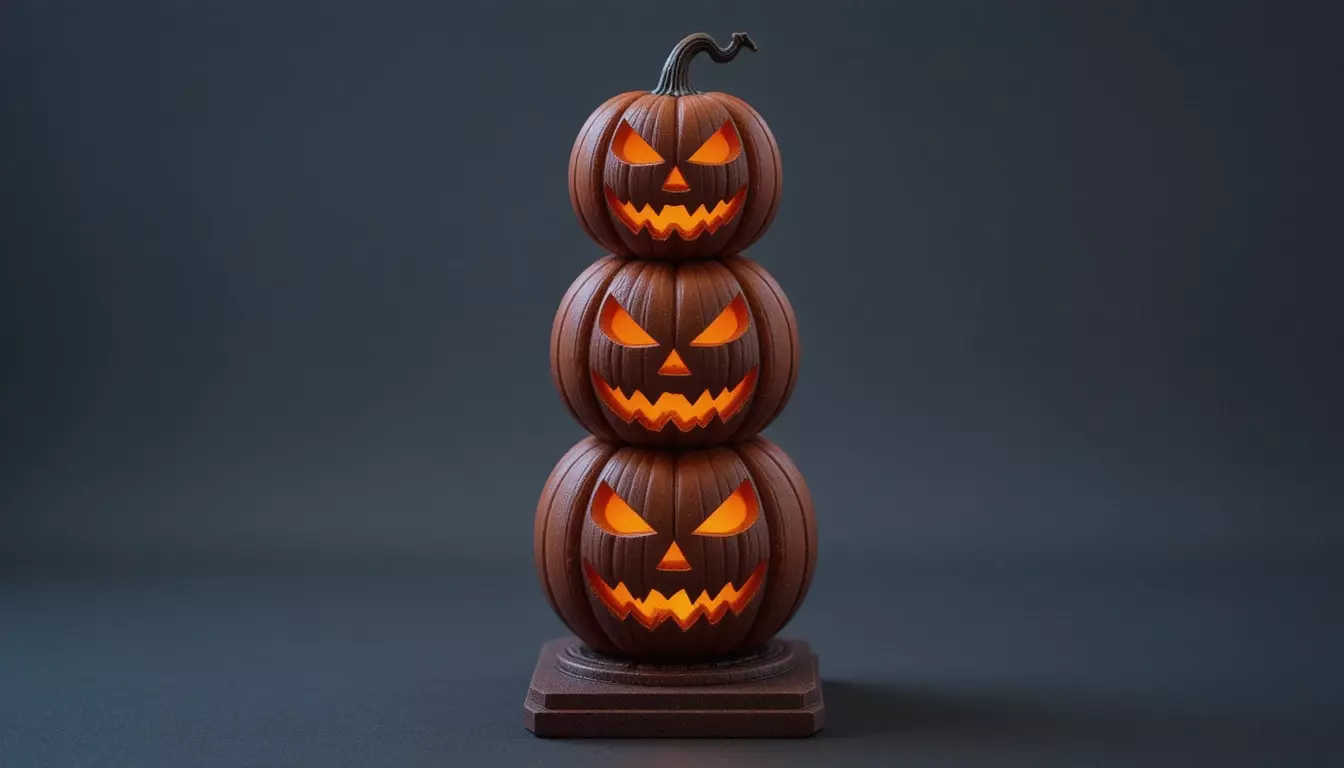 Stacked Pumpkin Tower 3D Print Halloween Decor Model Low-poly 3D model