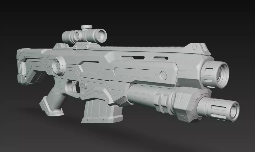 Sci-fi assault rifle 3D model_3