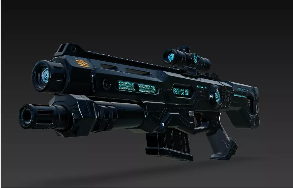 Sci-fi assault rifle 3D model_0