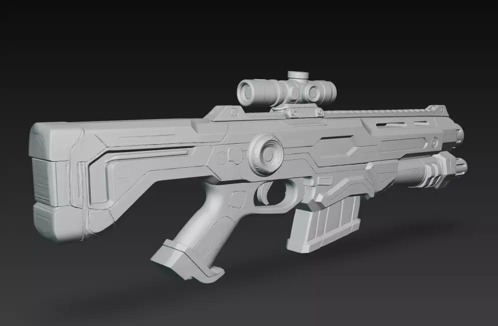 Sci-fi assault rifle 3D model_5