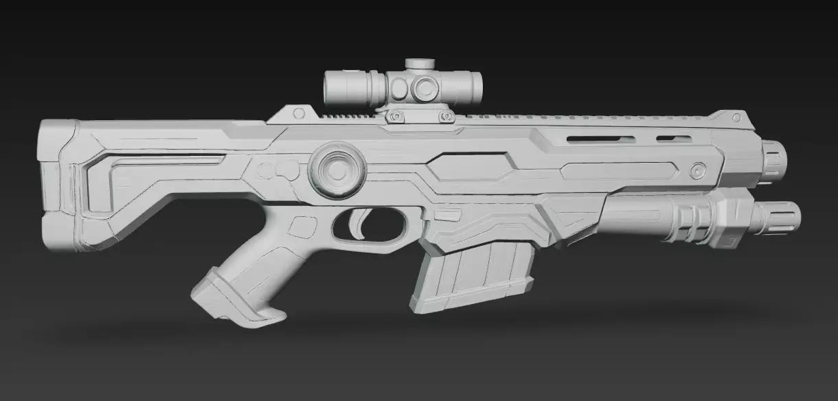 Sci-fi assault rifle 3D model_4