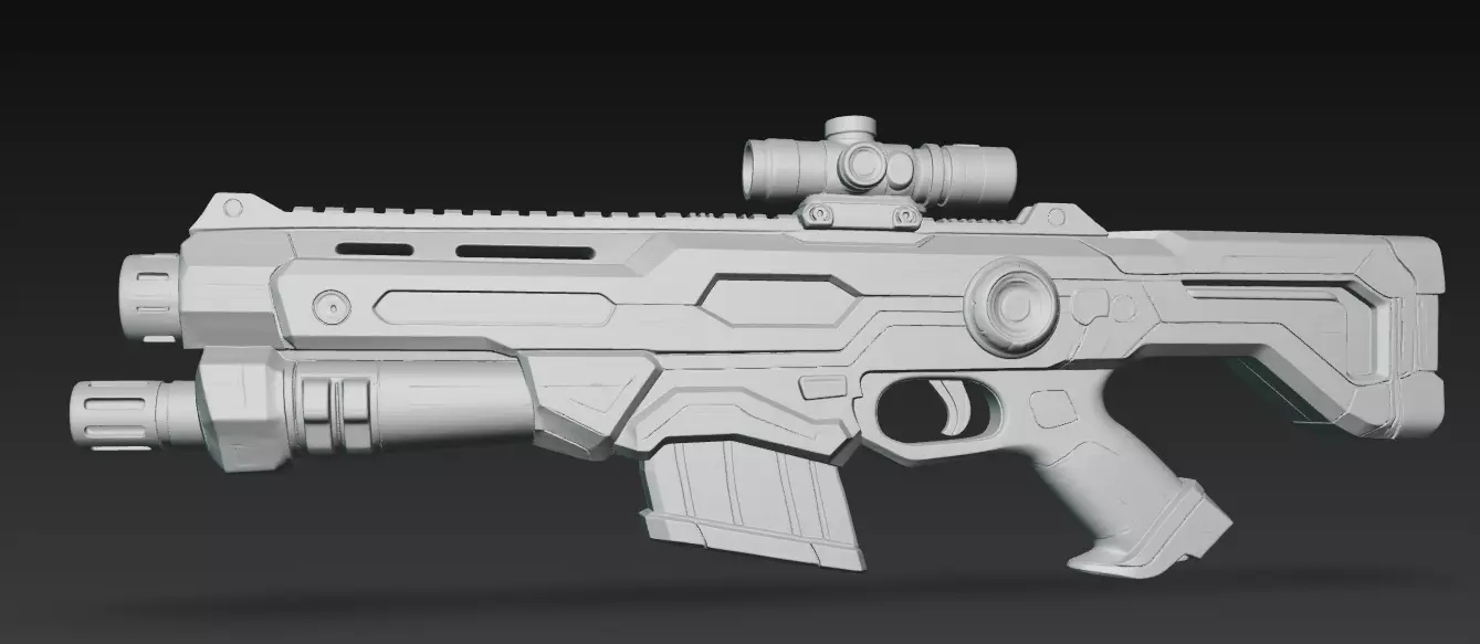 Sci-fi assault rifle 3D model_8