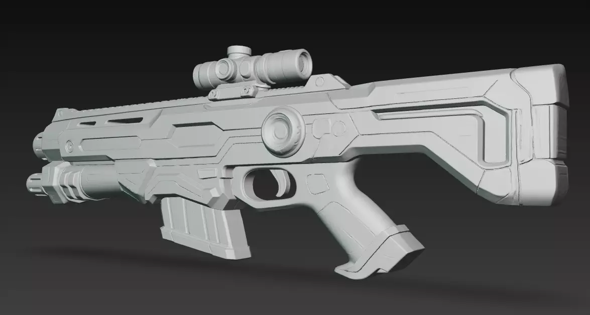 Sci-fi assault rifle 3D model_7