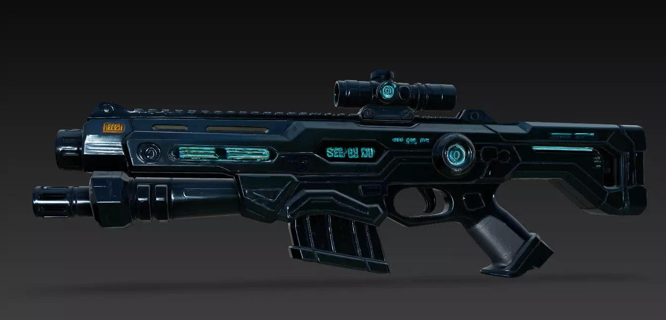 Sci-fi assault rifle 3D model_1