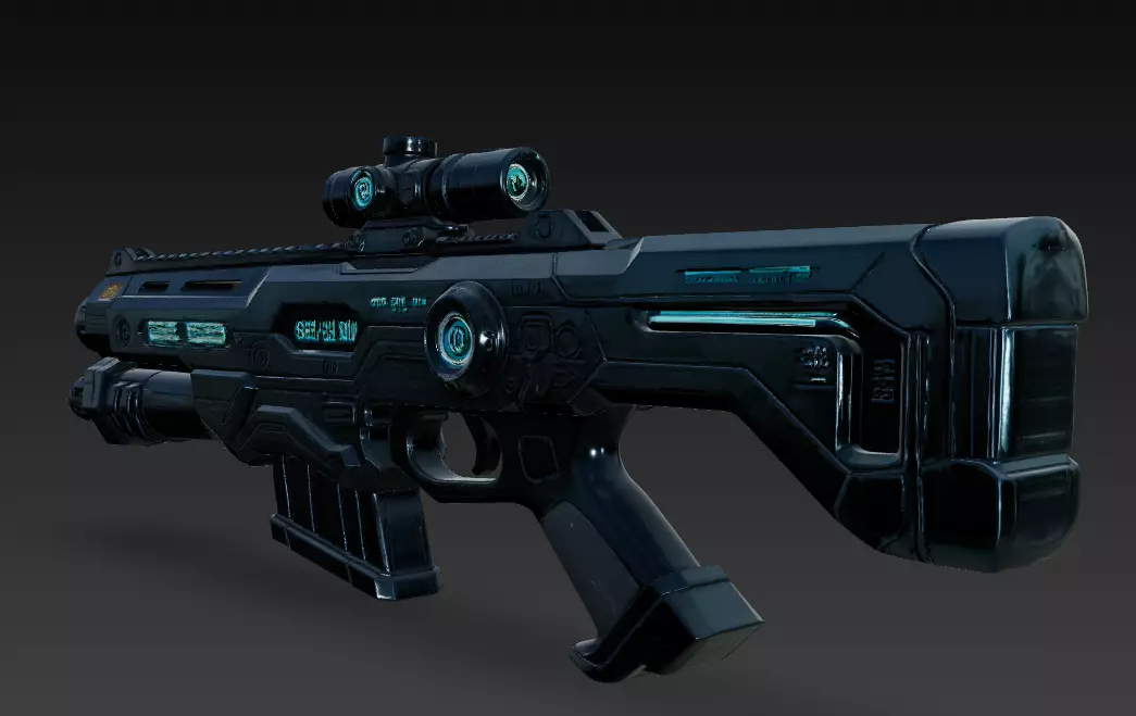 Sci-fi assault rifle 3D model_2