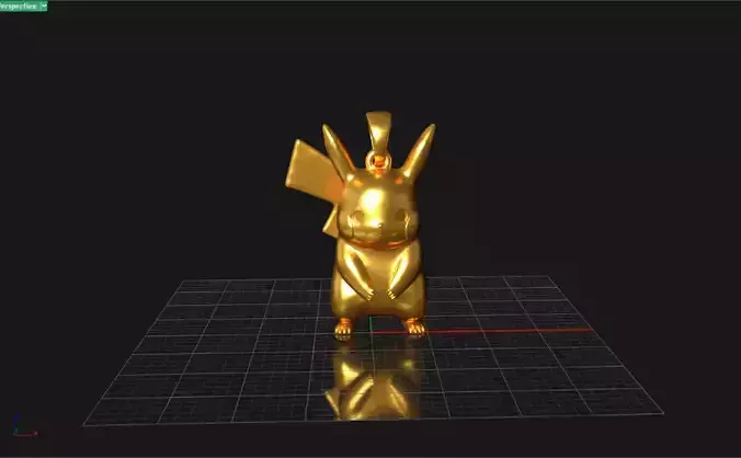 3D Print Ready  Plated Pikachu Pendant Model
