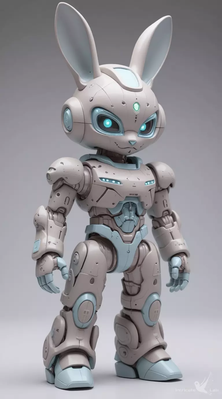 Cute Robot Bunny 3D Model Glowing Eyes Chibi Design Low-poly 3D model_12