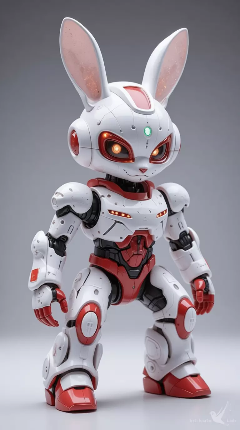 Cute Robot Bunny 3D Model Glowing Eyes Chibi Design Low-poly 3D model_11