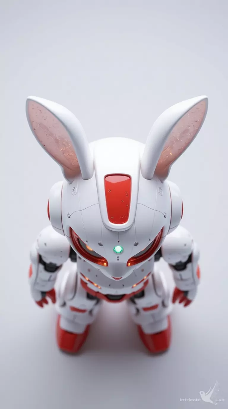 Cute Robot Bunny 3D Model Glowing Eyes Chibi Design Low-poly 3D model_3