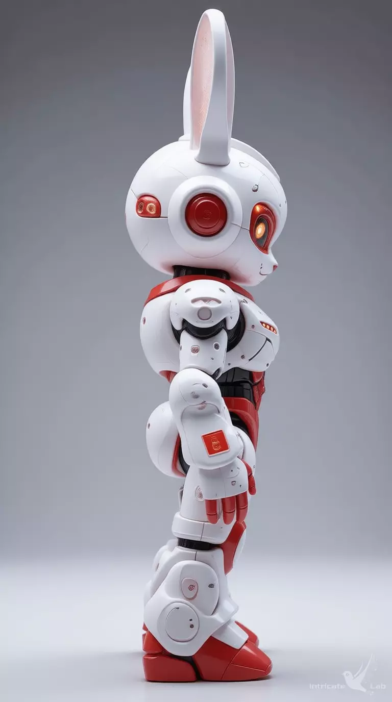 Cute Robot Bunny 3D Model Glowing Eyes Chibi Design Low-poly 3D model_5