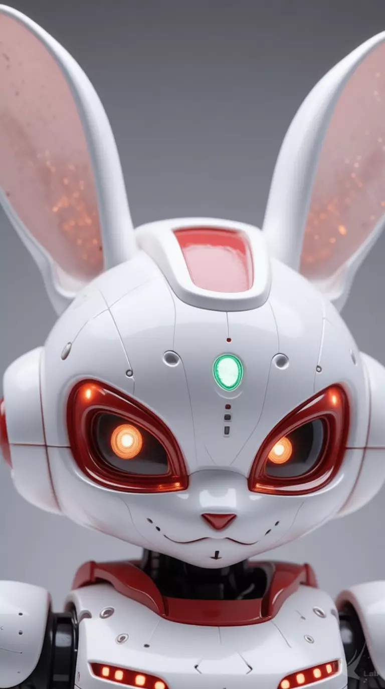 Cute Robot Bunny 3D Model Glowing Eyes Chibi Design Low-poly 3D model_6