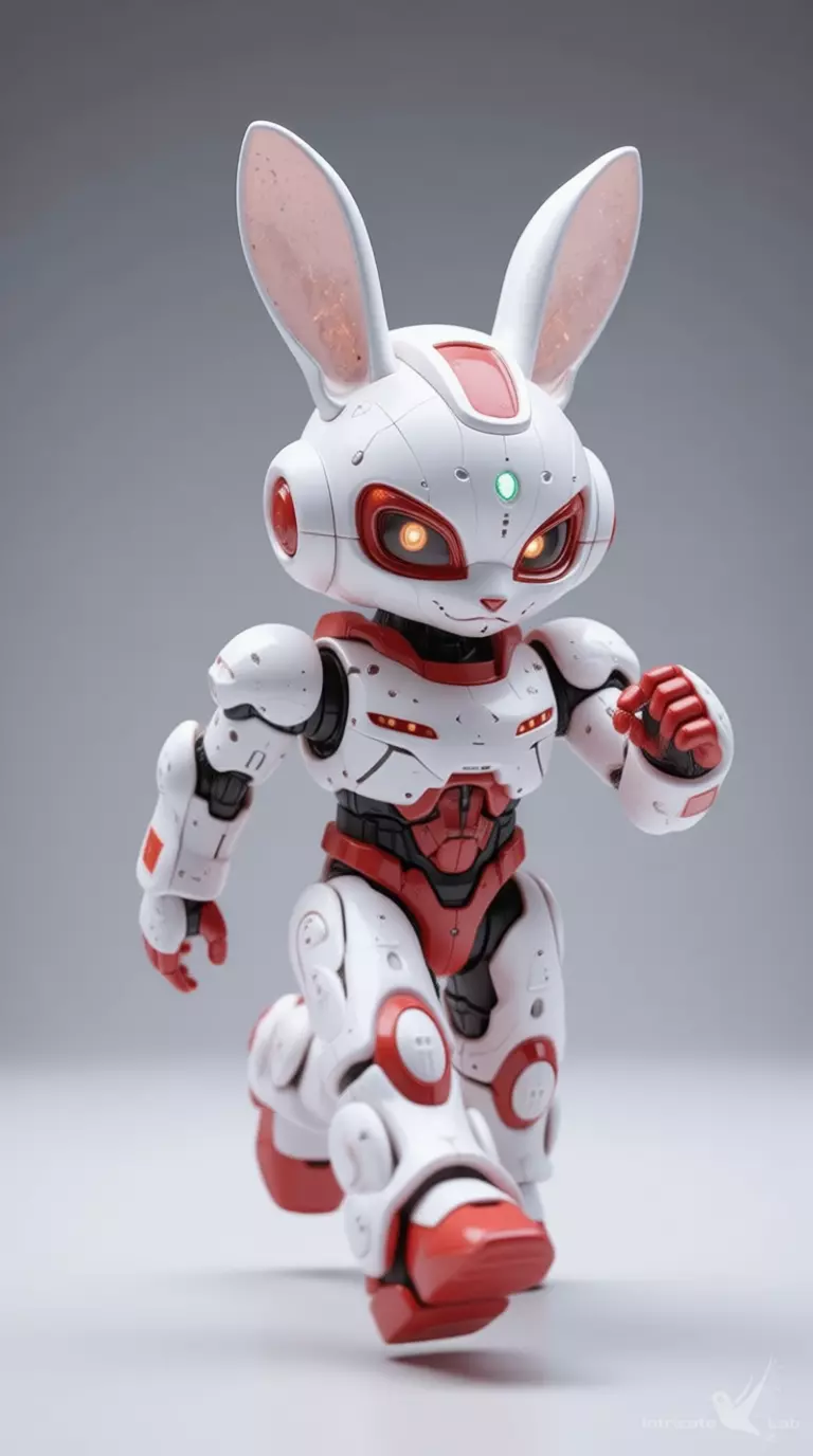 Cute Robot Bunny 3D Model Glowing Eyes Chibi Design Low-poly 3D model_9