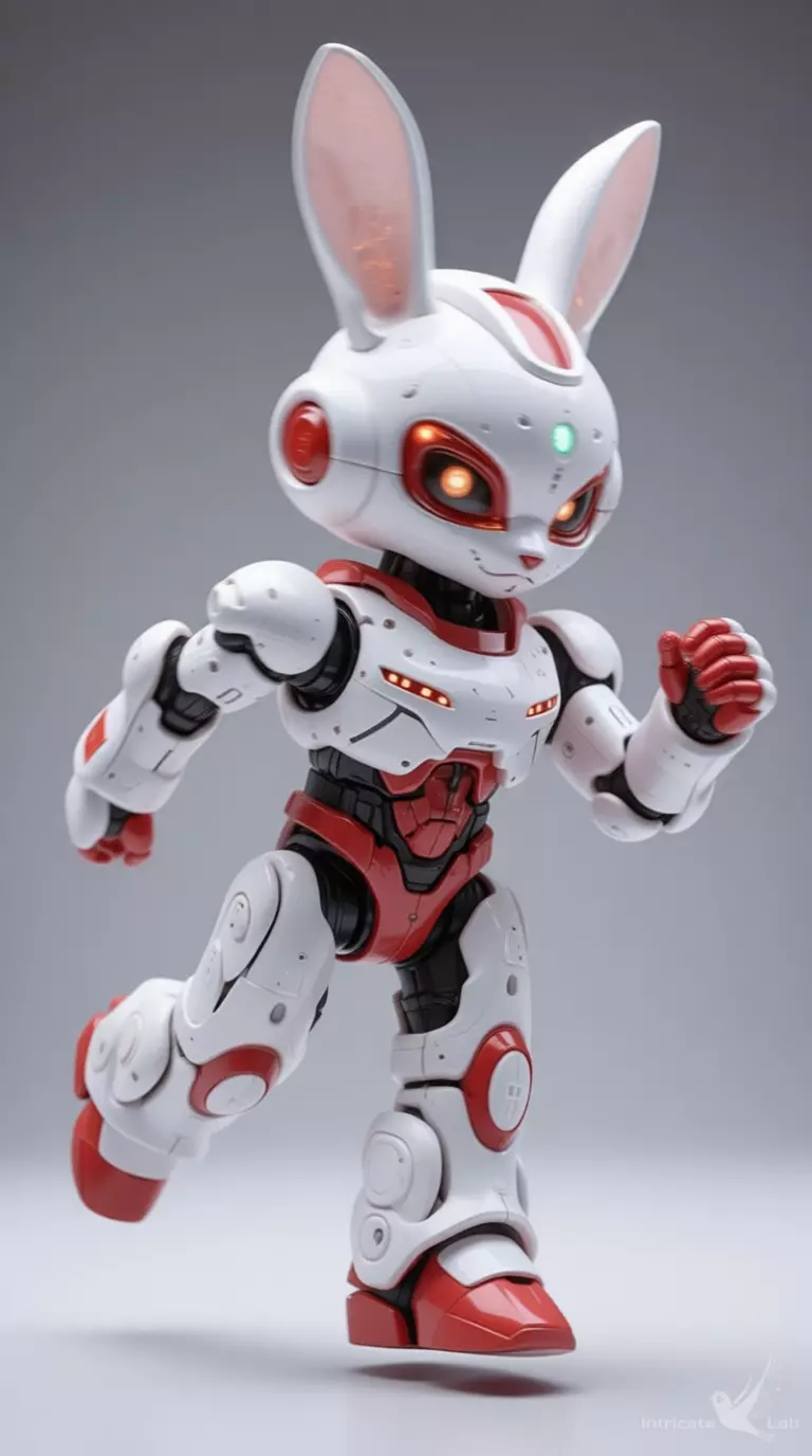 Cute Robot Bunny 3D Model Glowing Eyes Chibi Design Low-poly 3D model_1