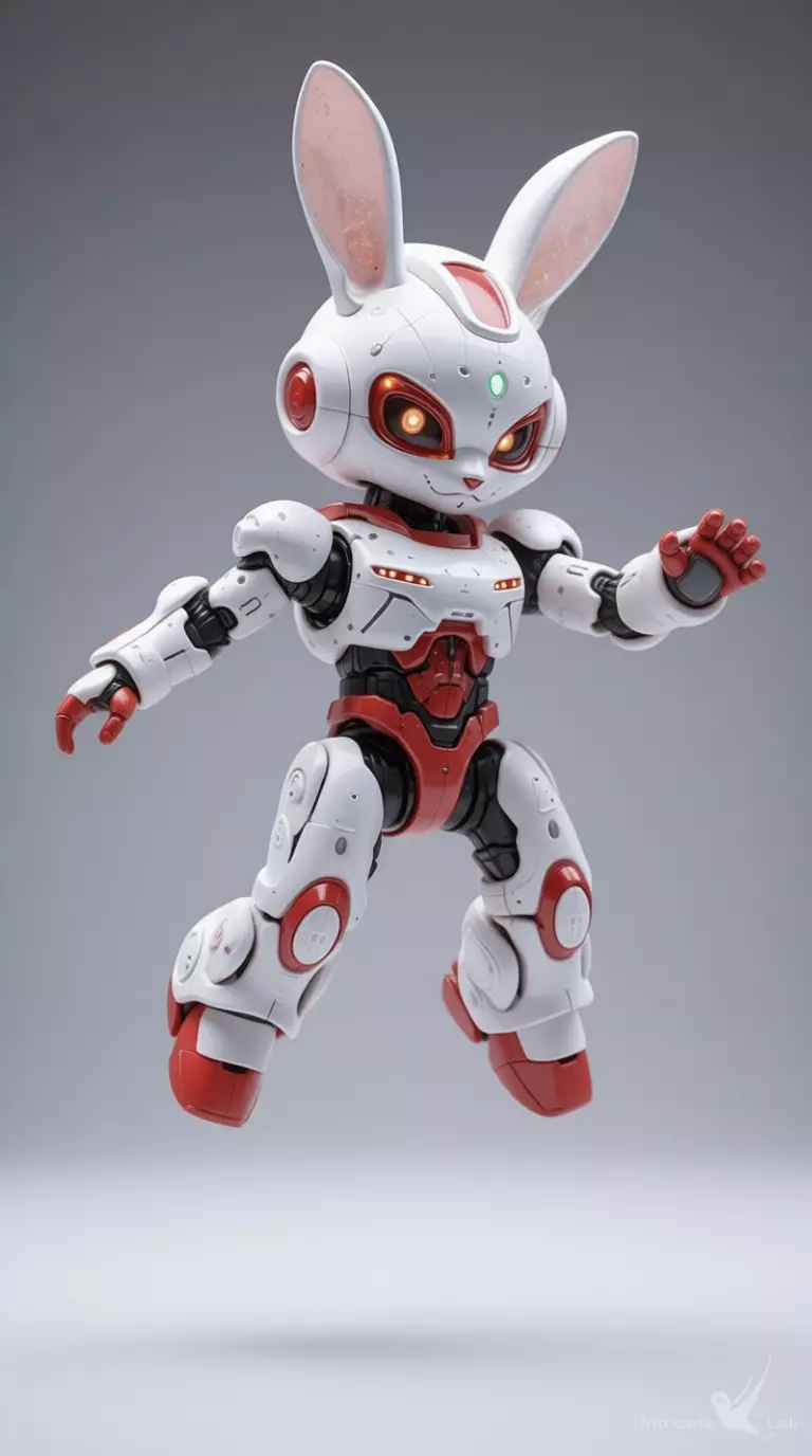 Cute Robot Bunny 3D Model Glowing Eyes Chibi Design Low-poly 3D model_10