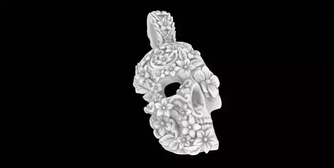 Floral Skull Pendant