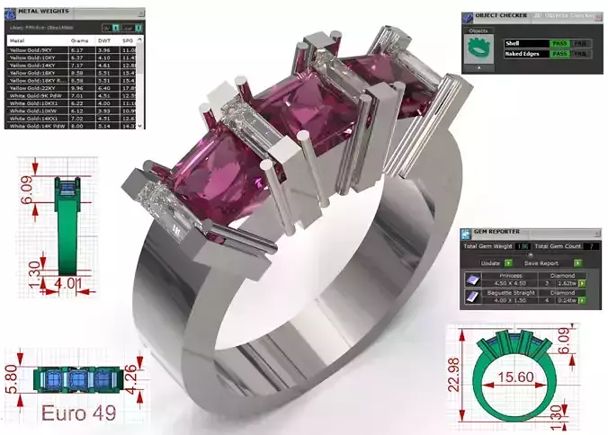 Bridal wedding jewelry STL 3DM ring model jr00264