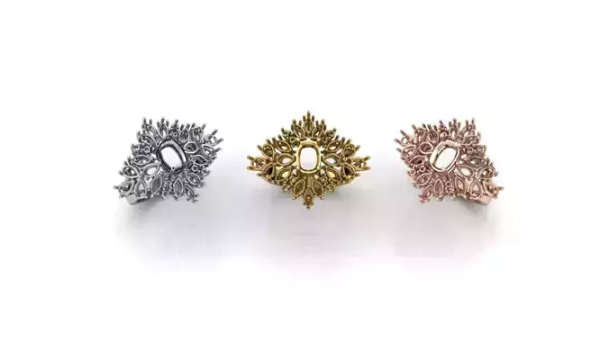 cushion pear and marquise cluster jewelry ring 