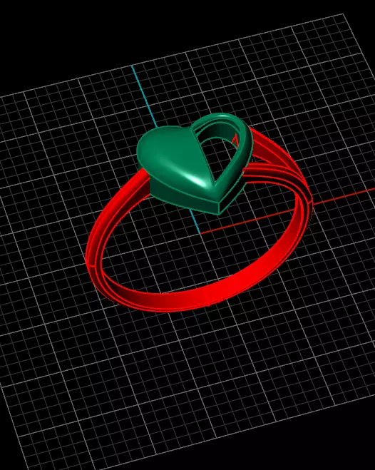 love heart gold ring 3D print model_1