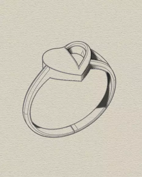 love heart gold ring 3D print model_5