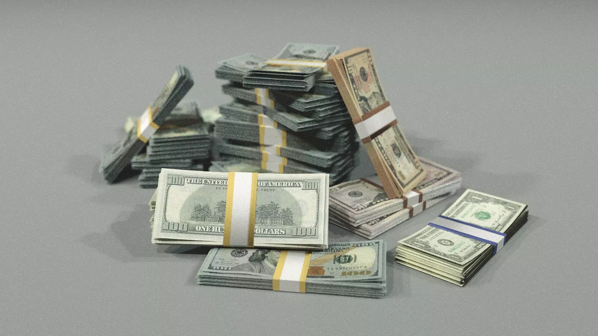 Stacks of Money 3D model_1