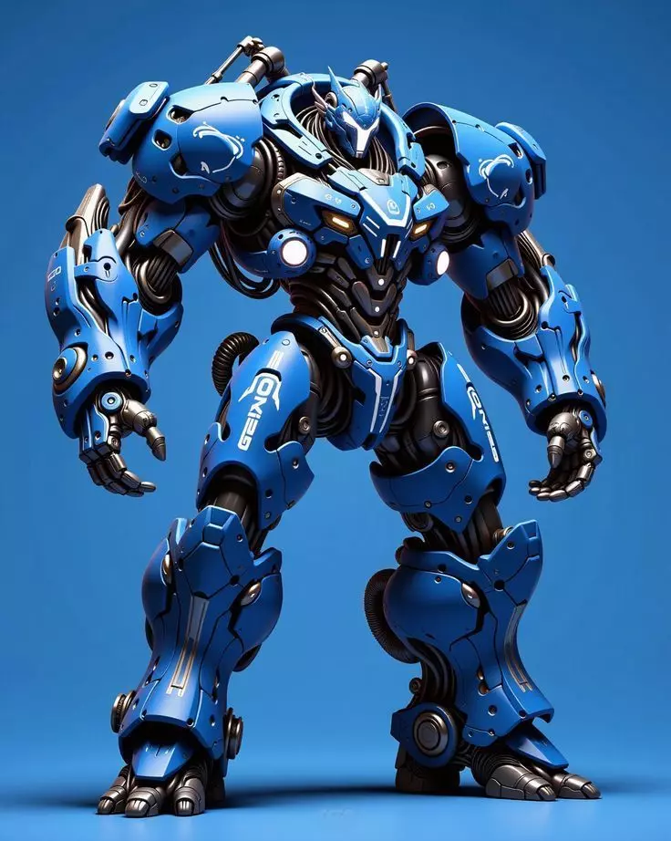 Blue Battle Mech 3D Model LowPoly Heavy Armor Sci-Fi Design Low-poly 3D model_0
