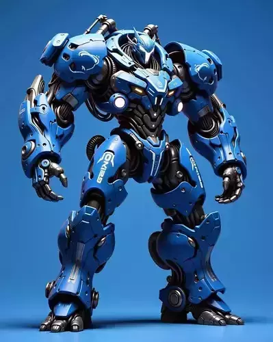 Blue Battle Mech 3D Model LowPoly Heavy Armor Sci-Fi Design Low-poly 3D model Blue Battle Mech 3D Model LowPoly Heavy Armor Sci-Fi Design Low-poly 3D model