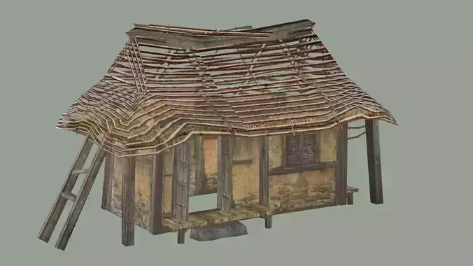 Wooden Hut C Low-Poly 3D Model Low-poly 3D model