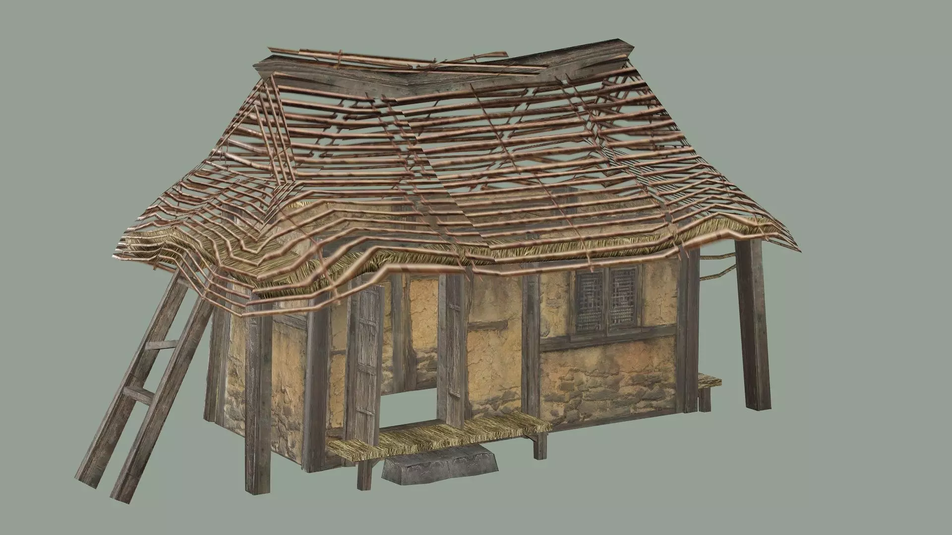 Wooden Hut C Low-Poly 3D Model Low-poly 3D model_0