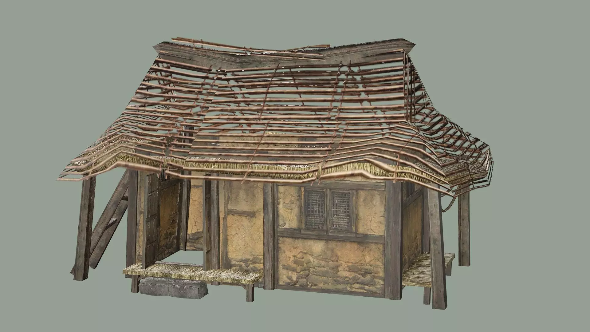 Wooden Hut C Low-Poly 3D Model Low-poly 3D model_1