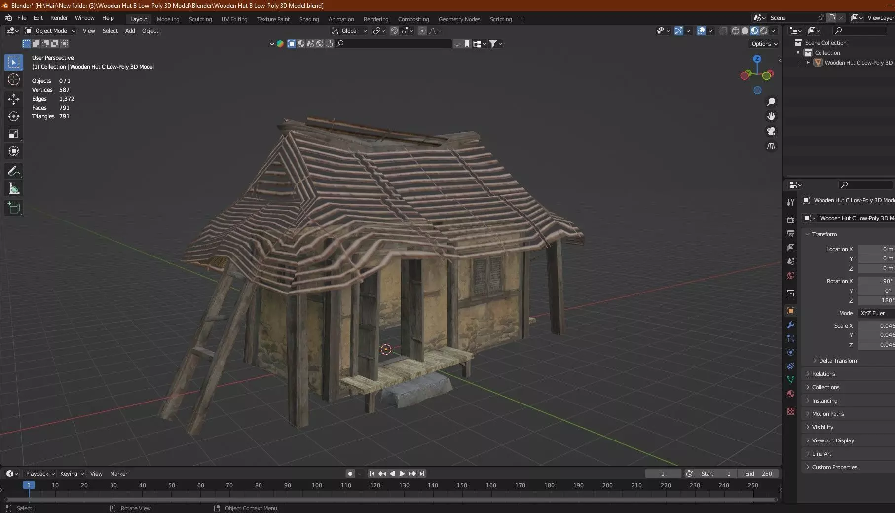 Wooden Hut C Low-Poly 3D Model Low-poly 3D model_6