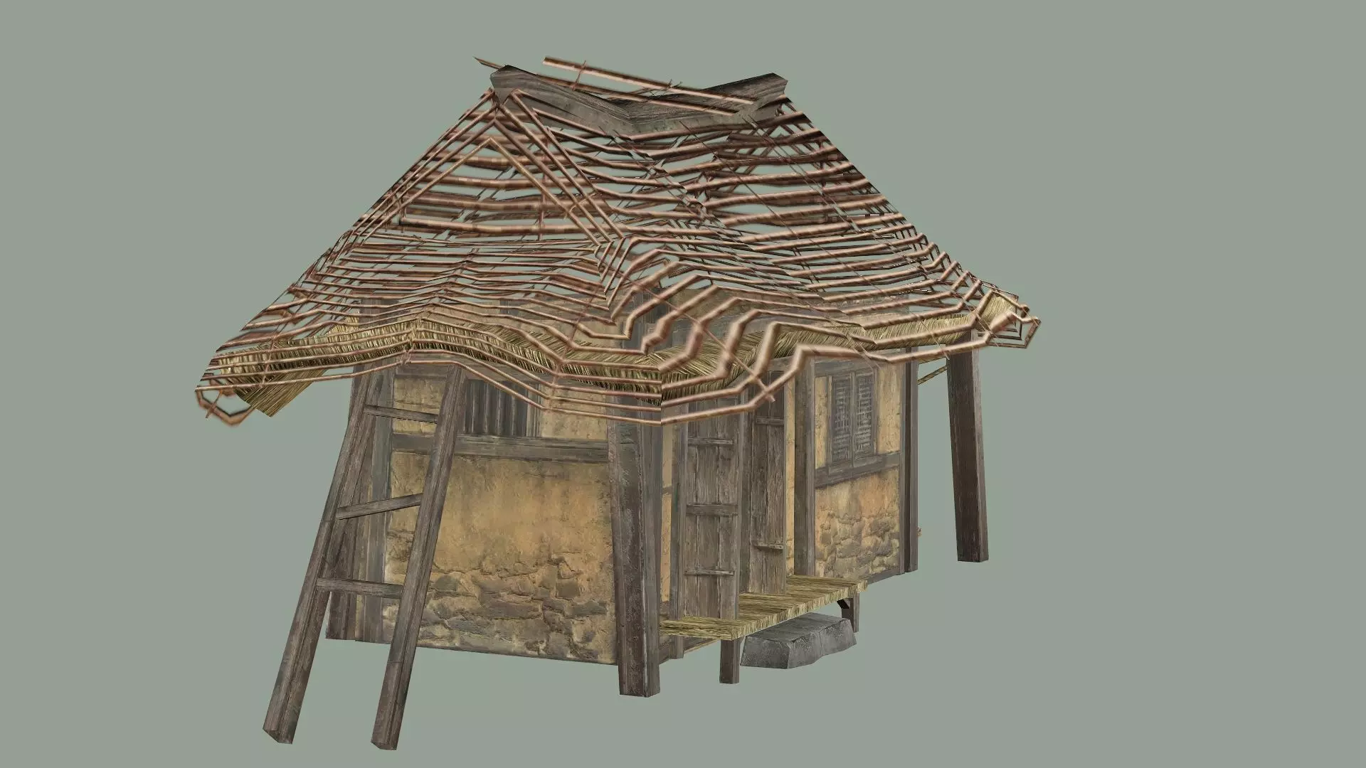 Wooden Hut C Low-Poly 3D Model Low-poly 3D model_2