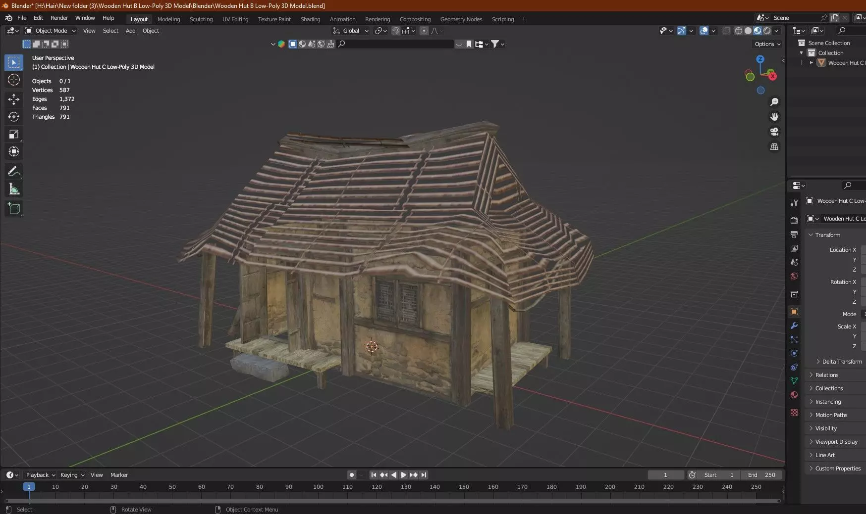 Wooden Hut C Low-Poly 3D Model Low-poly 3D model_7