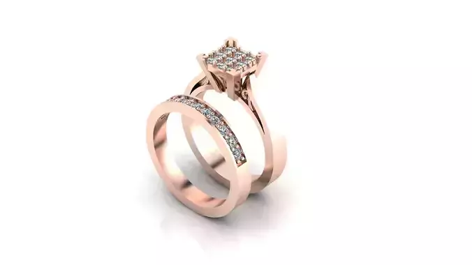 pave setting princess engagement jewelry ring