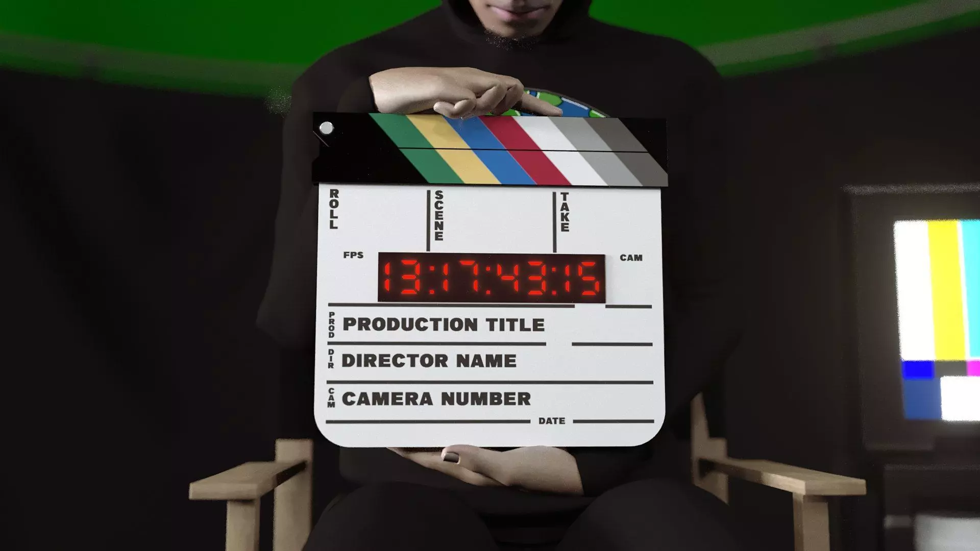 Digital Movie Clapboard 3D model_0
