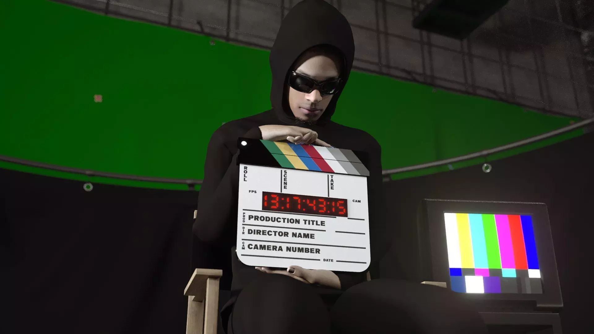 Digital Movie Clapboard 3D model_1