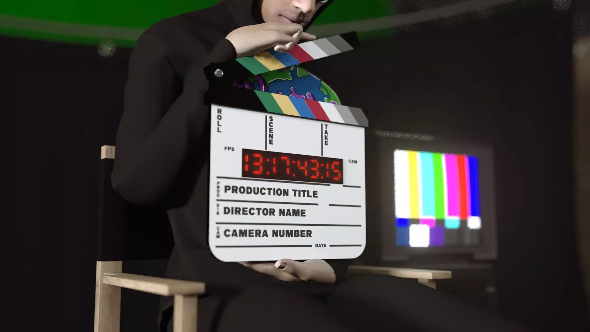 Digital Movie Clapboard 3D model_2