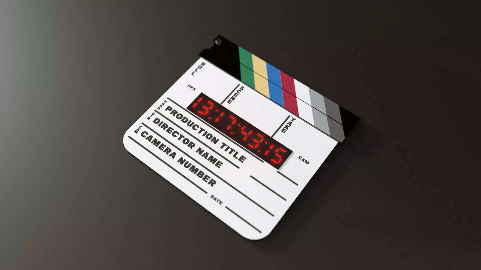 Digital Movie Clapboard 3D model_3