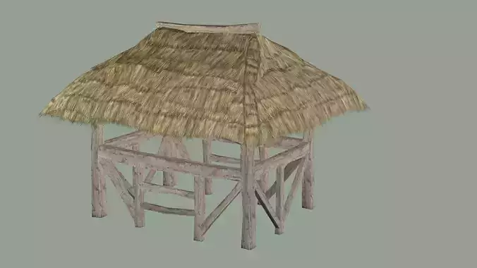 Wooden Hut D Low-Poly 3D Model Low-poly 3D model
