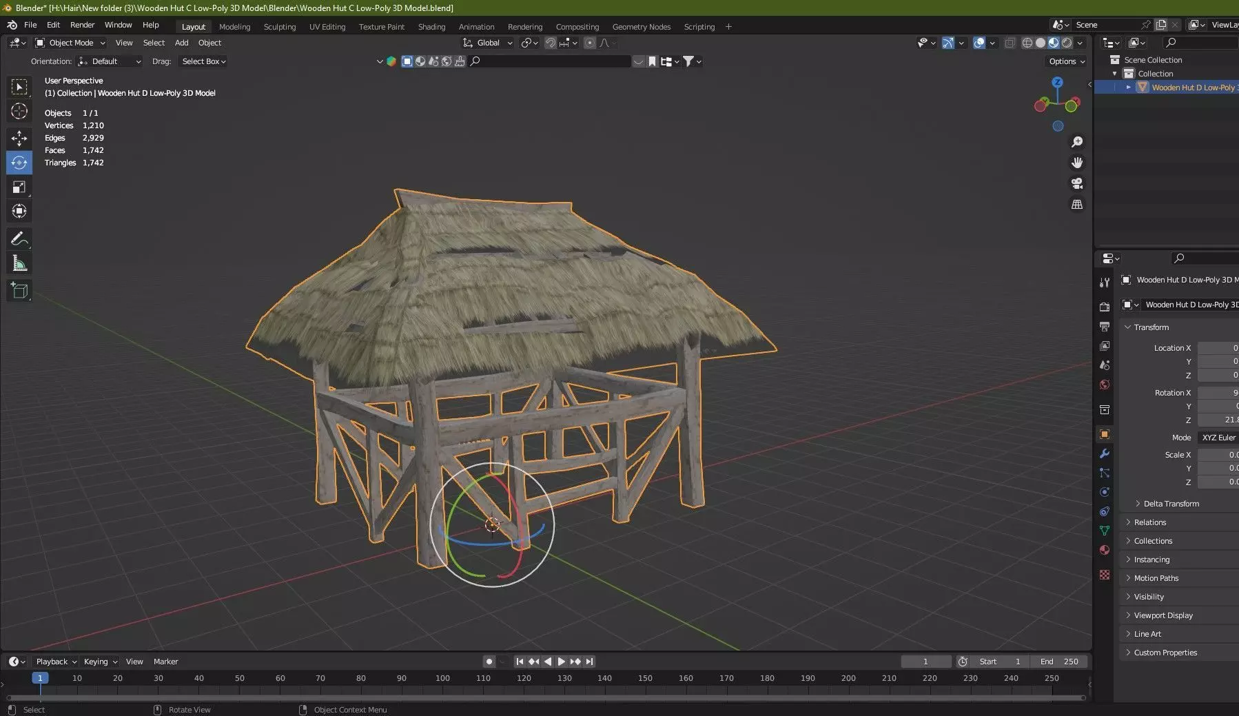 Wooden Hut D Low-Poly 3D Model Low-poly 3D model_5