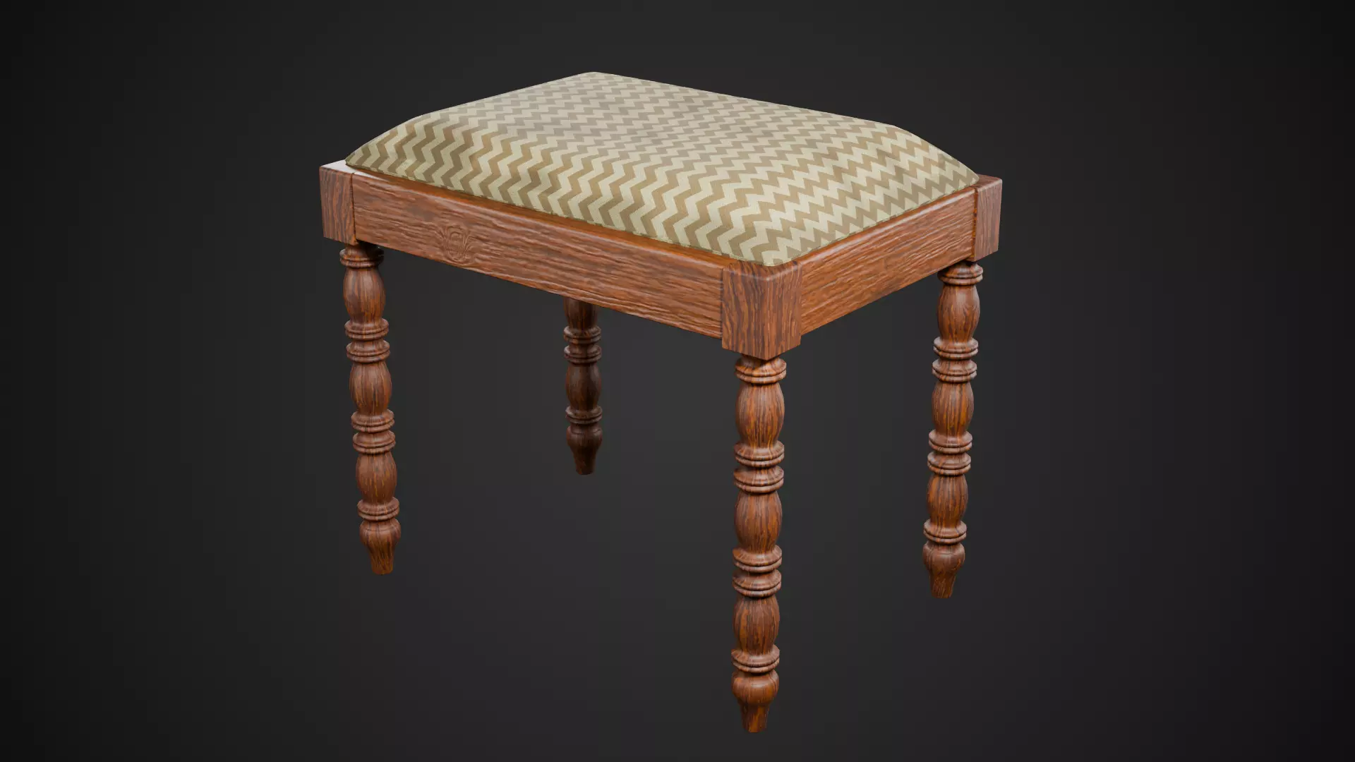 Wood Stool Low-poly 3D model